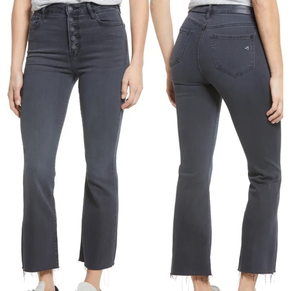 Hidden Denim - High Waist Ankle Flare Jeans - Black - Size 28